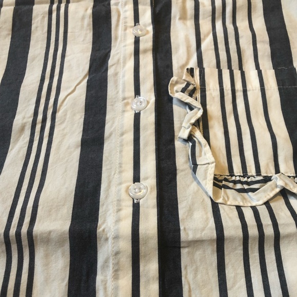 Striped Button Down Blouse with Ruffled Sleeve - Picture 4 of 6